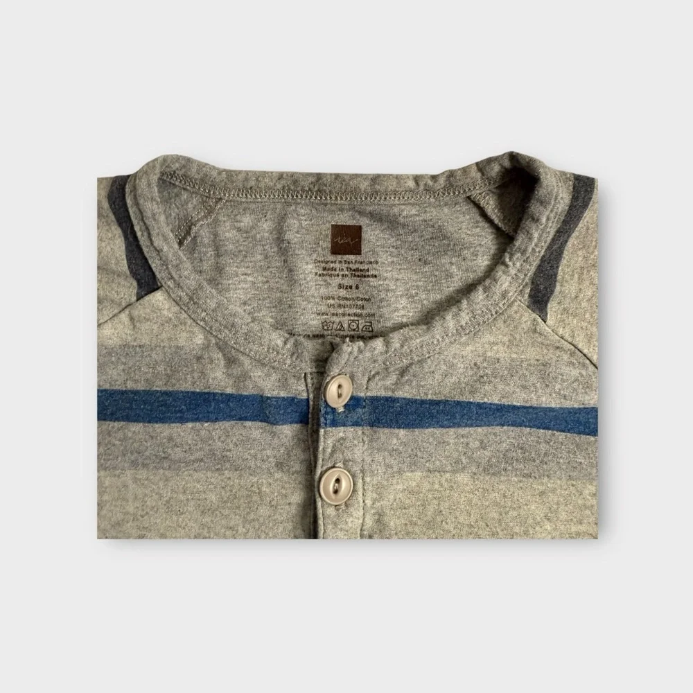 Tea Collection Gray & Blue Striped Shirt